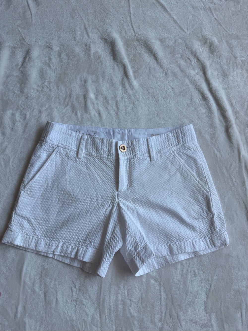 Lilly Pulitzer White Textured Bermuda Shorts